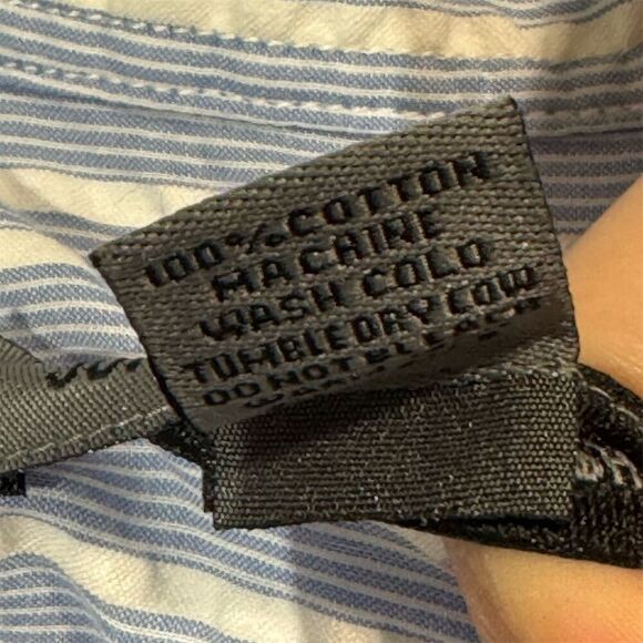 Johnston & Murphy Men’s Shirt Medium Blue White Stripe Cotton Button Down Preppy - Picture 8 of 8